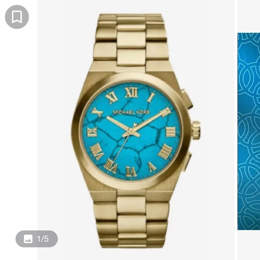 Great condition gold watch turquoise stone face